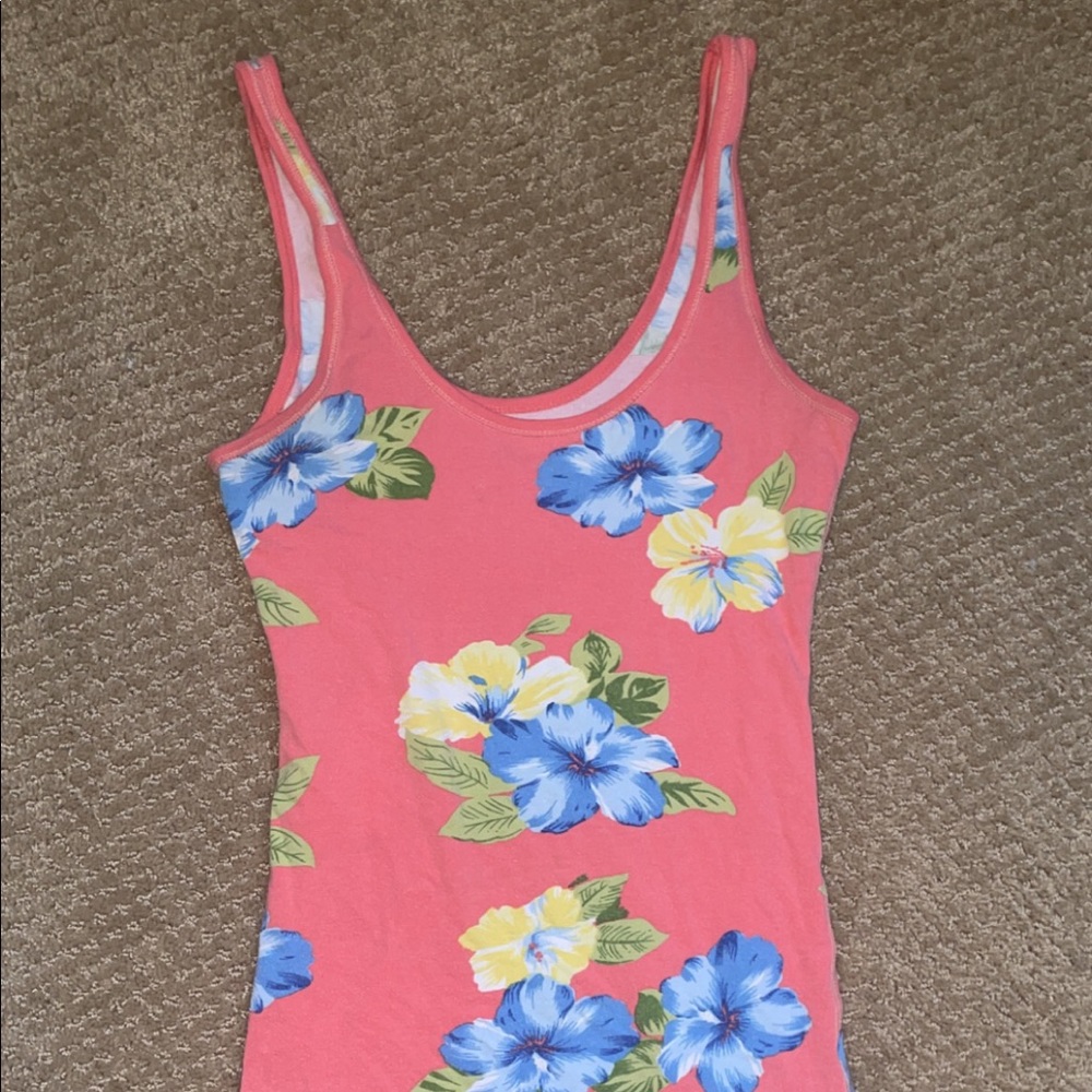 Pink floral hollister tank